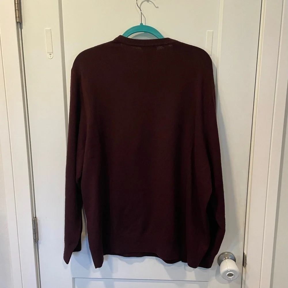 Dockers Pullover Sweater Men's XXL Burgundy with Gray Black Argyle 100% Acrylic